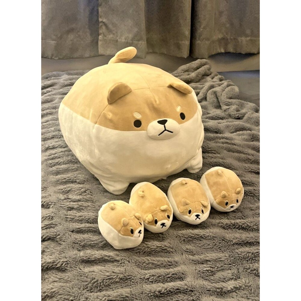 Shiba Inu Dog Plush Toy Stuffed Animal 16” with 4 Baby Dog Plushies